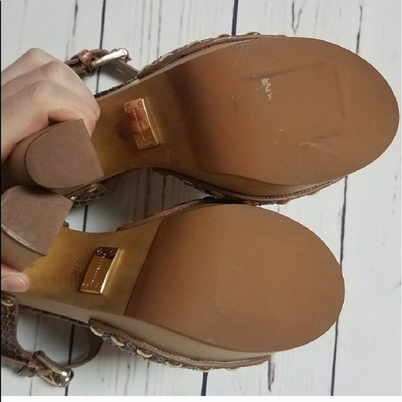 NWOT Michael Kors Snakeskin Wood Clog Heels 38.5 - Picture 8 of 8